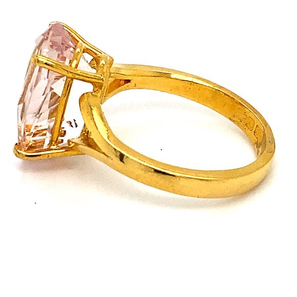 Morganite 6.29ct Solid 22K Yellow Gold Ring - Picture 5 of 6